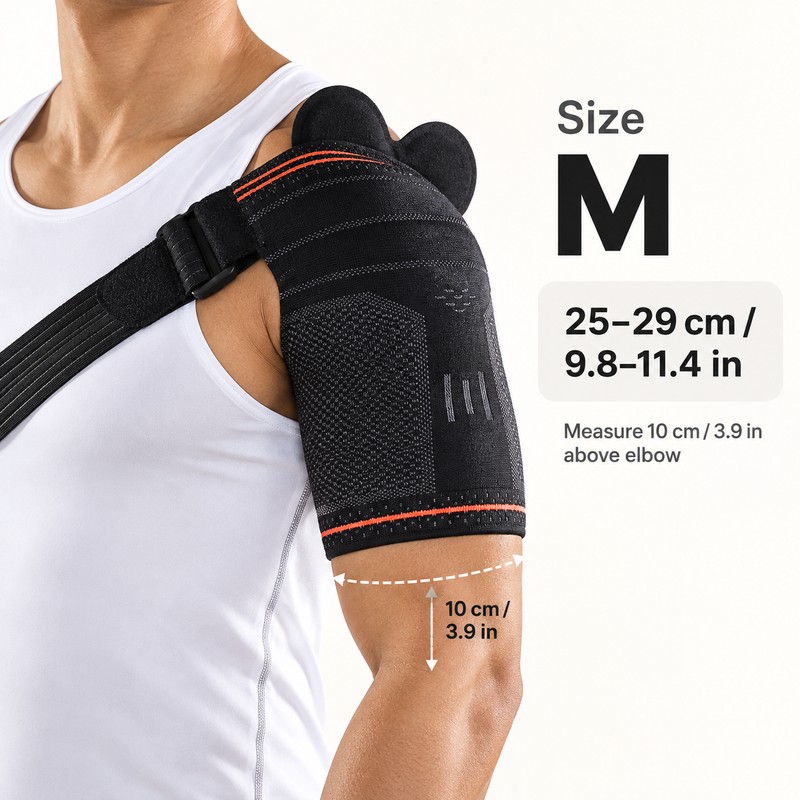 Adjustable Shoulder Support Brace with Detachable Silicone Pad, Compression Sleeve