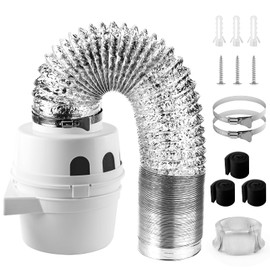 [UPGRADED]TDIDVKZW 4 Inch Indoor Dryer Vent Kit Filter 3 In 1 Filter Bucket with 8 Feet Proflex Ducting Hose for Electric Dryers, White by Cenipar