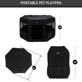 X-ZONE PET Portable Foldable Pet Dog Cat Playpen Crates Kennel/Premium 600D Oxford Cloth,Removable Zipper Top, Indoor and Outdoor Use (XL, Black)