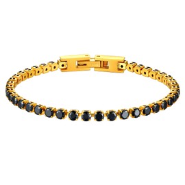 Woman Bracelets Women Gold Cubic Zirconia Crystal 3mm 6.5 Inch Womens Black Stone Tennis Bracelet Braclet