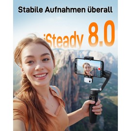 hohem iSteady V3 Gimbal Smartphone - Upgraded 3-Achsen Gimbal Stabilisator, Magnetischer AI-Tracker, Abnehmbarer Controller, Built-in Extended Pole & Tripod, Foldable Gimbal für Live Streaming, Vlog