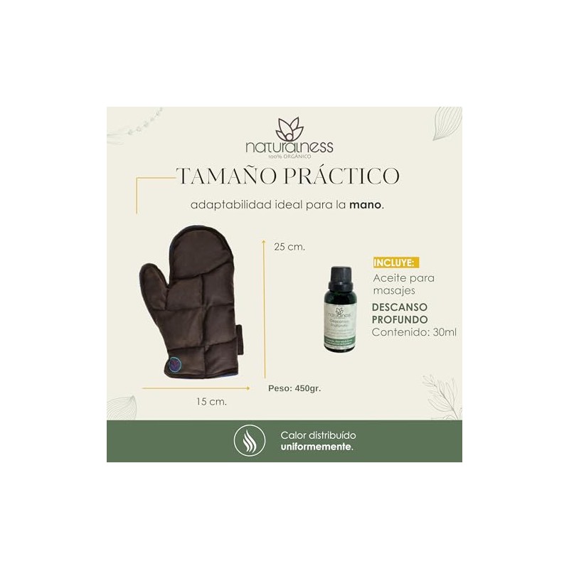 Paquete-Compresa de semillas para Mano (Guante) Y Aceite para masaje