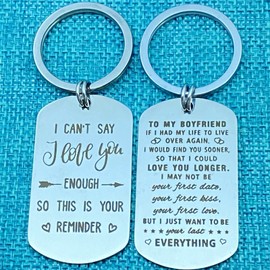 To My Boyfriend Keychains From Girlfriend Gifts for Boyfriend Keyring Couple Jewelry Anniversary Birthday Valentine's Day Gifts,Double-Sided Engraved