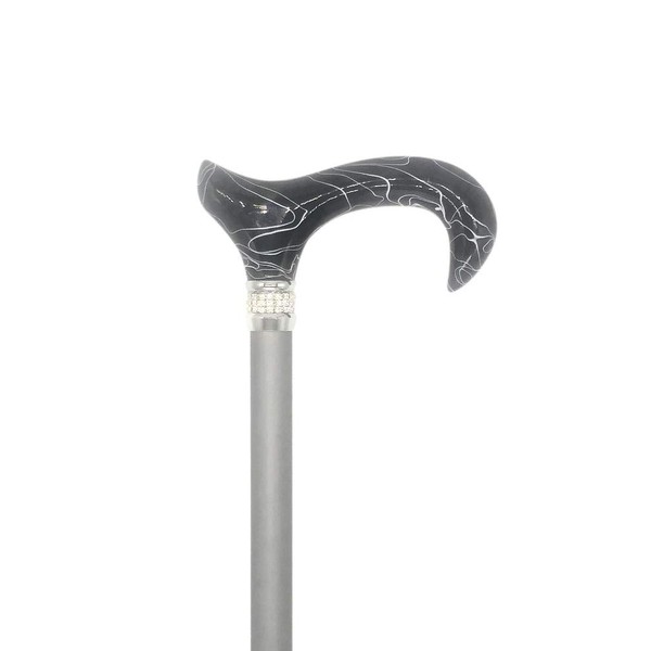 Classy Walking Canes CWC4170GRY Adjustable Rhinestone Cane - Soft Silver Grey 31-38” Adjustable Height Cane with Aluminum Shaft. Functional Grip Cane