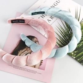 2 Pcs Spa Headband, Skincare Headband for Washing Face, Puffy Headband Bubble Headband,Sponge Headband for Skincare, Face Washing, Makeup Removal, Shower, Hair Accessories.