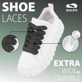 SULPO 2 Paare Sneaker Wide Schnürsenkel, 15mm Breite Flat Sneaker Shoelace, Sportschuhe, Sneaker Schnuersenkel für Turnschuhe Damen-, Herren- und Kinderschuhe.