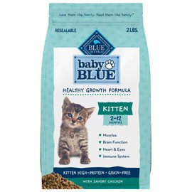 Blue Buffalo Baby BLUE Natural Kitten Grain-Free Dry Cat Food, High-Protein Healthy Growth Formula with DHA, Savory Chicken, 2-lb Bag