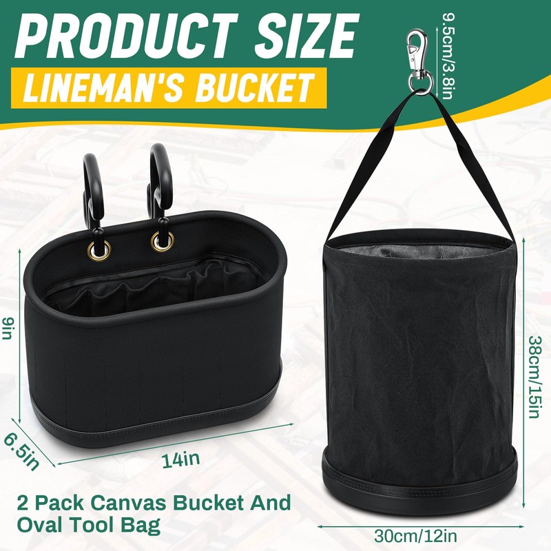 SilTriangle 2 Pack Canvas Bucket and Oval Tool Bag, Bucket