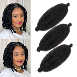 Mscat 20,3 cm vorgetrennte, federnde Afro-Twist-Haarverlängerungen, Kunsthaarverlängerungen, 3 Packungen, Marley Twist Crochet Braiding (8 Strähnen/Packung, 1B#)
