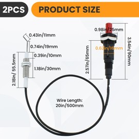 DALQUIS 2 Set Propane Push Button Piezo Igniter, Piezo Spark Ignition with 20" Long Wire and Ceramic Electrode Igniter for Gas Grill Range Firepit Oven Heater Kitchen Igniter
