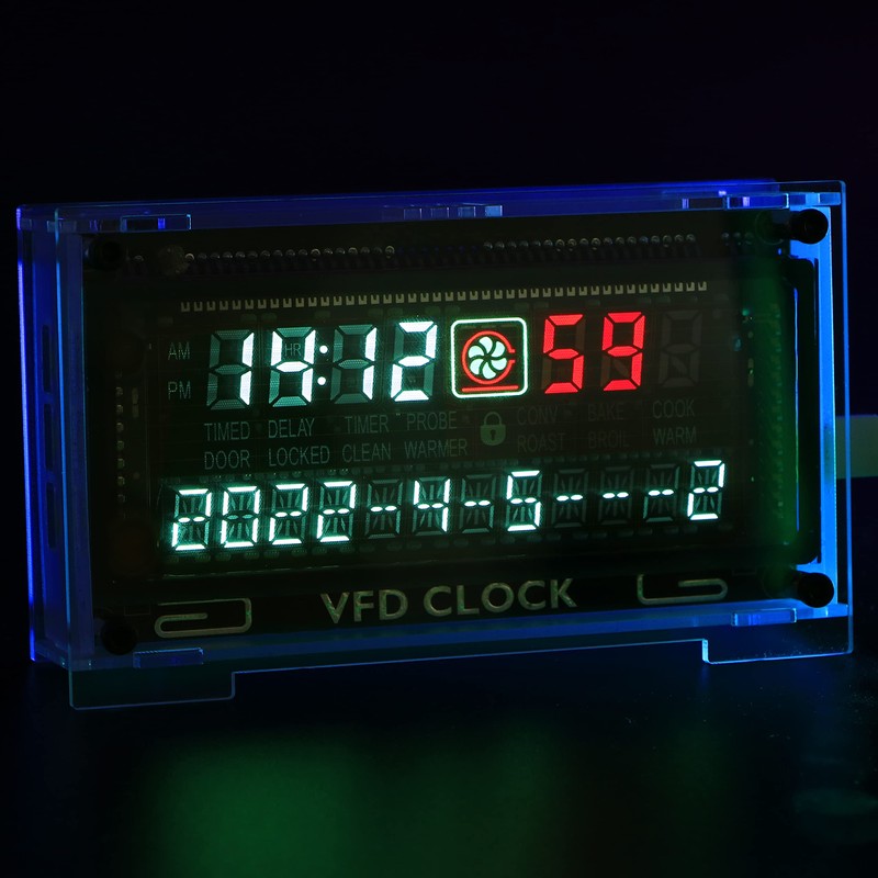 Vastarry Two-Color Vacuum Fluorescent Display Clock VFD Clock Retro Electronic