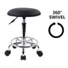 KKTONER Swivel Rolling Stool with Footrest Height Adjustable PU Leather