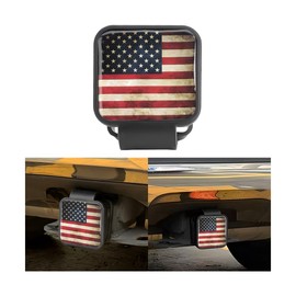 Norkmdi Trailer Hitch Cover for 2" Receiver, Rubber American Flag Tow Hitch Cover Tube Plug Insert, Patriotic Emblem Automotive Exterior Accessories, Universal for Trucks SUVs RVs (Faded)