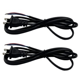 Traovien Cable de extensión de alimentación de CA, calibre de EE. UU. con agujero, dos cables de alimentación de cola desnuda, cable de extensión de CA, cable de extensión de enchufe plano negro (1.5 m, 2 unidades)