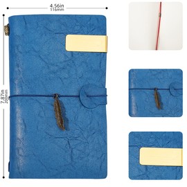 ZMHQLPDZ 4Pack Leather Travelers Notebook - Refillable Travel Journal - Traveler's Journal, Planner, Notebook for Writing, Poets, Travelers, as a Diary or Life Planner (Blue)