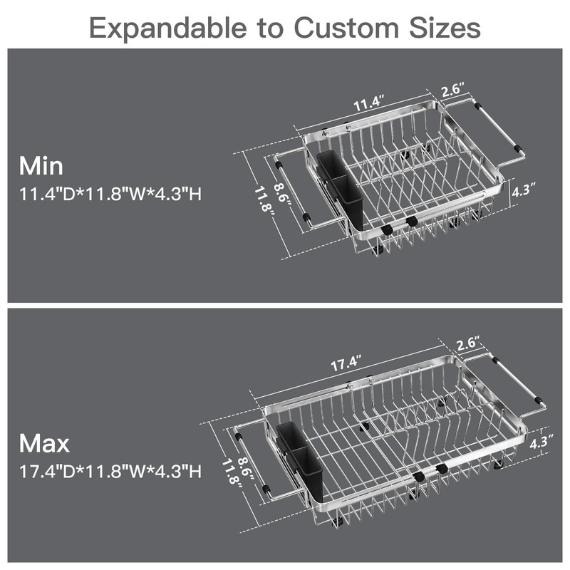 Small Expandable Over The Sink Dish Drainer Drying Rack In