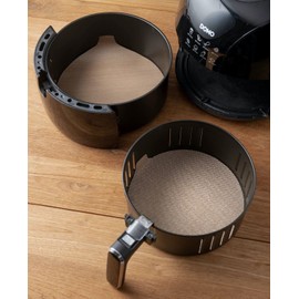 NoStik Air Fryer Liners Reusable : 6-10 inch, 15-25.5cm - Cut to Size : Mesh : Round : Set of 2