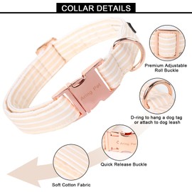 ARING PET Dog Collar-Cute khaki Dog Collar with Bow, Adjustable Boy Bowtie Dog Collar Puppy Collars with Metal Buckle for Small Medium Large Dogs