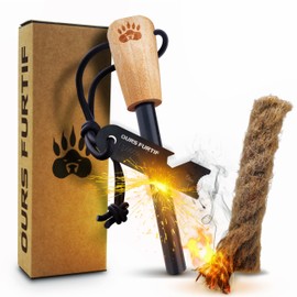 Survival Flint – Fire Steel XL 10 mm – Over 15,000 Applications – High Quality Ferrocerium – Fire Starter with Fire Starter Set for Outdoor, Bushcraft