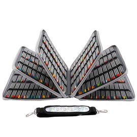 HMZSP Large Capacity Colored Pencil Case - 600 Slots PU leather with Zipper Closure Portable Organizer for Watercolor Pencils Ideal for Artists（Silver）