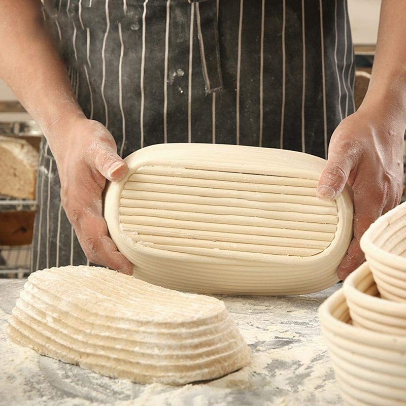 2pcs 10"/25cm Oval Banneton Brotform Bake Bread Dough Rising Proofing