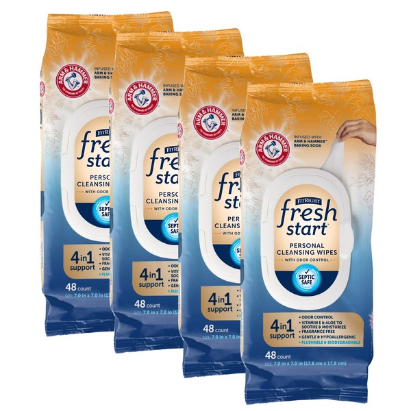 FitRight Fresh Start Flushable & Biodegradable Personal Cleansing Wipes, 192