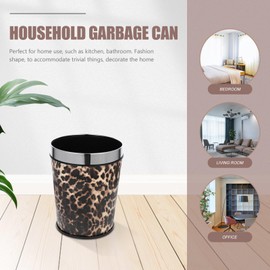 5L Bedroom Bin Decor Waste Basket Round Trash Can Waste Paper Basket Bathroom Garbage Bin Leopard Garbage Container for Home Office Living Room Waste Bin