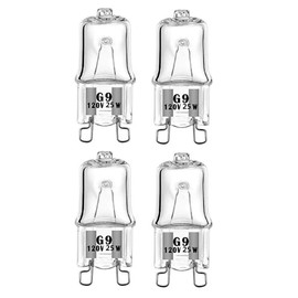 Fugedox G9 Bulb 25W, G9 Halogen Light Bulbs 2 Pin Base 120V Xenon Small Light Bulb for Range Hood Light, Bathroom Light Bulbs, Cabinet Lights, Dimmable, 2700K Warm White (4 Pack)
