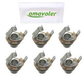 Amavoler 6.35mm/0.25 inch Long Mono Input Jack Socket for Electric Guitar Bass 6 pcs.