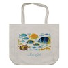 Ambesonne Fish Shopping Bag, Vivid Underwater Wild Life with Freshwater