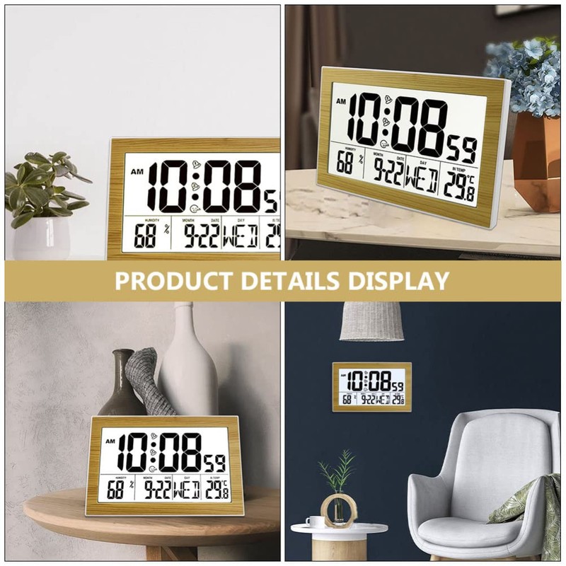 Beavorty 1pc Perpetual Calendar Desk Clock Alarm Clock Thermometer Student