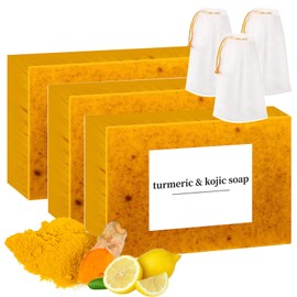 Agicea Lemon Turmeric Kojic Soap, Honey Glow Turmeric Soap, Jabon De Curcuma Para, for Face and Body, Moisturizing Deep Cleansing (3pcs)