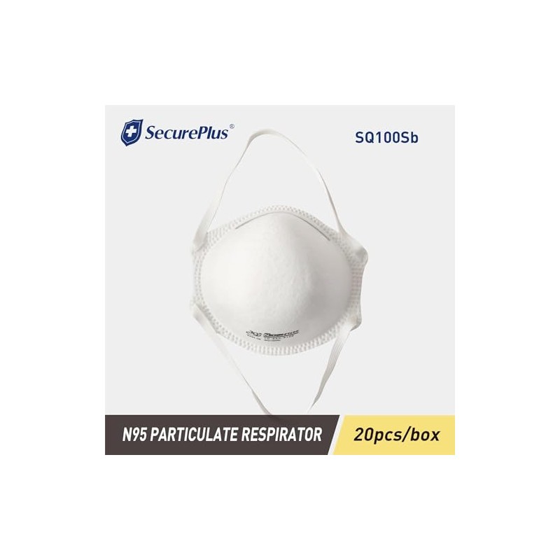 SECURE PLUS N95 mask breathable filtration efficiency ≥ 95% particulate