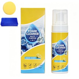 4-in-1 Multi-Enzyme Foam Cleaner, New Foam No-Rinse Cleaner, All-Purpose Deep Cleaning Spray for Car Interior, Kitchen Grease, Bathroom Tiles, Sofa Upholstery,with Lemon Fresh Scent(1PCS)