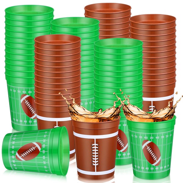 Norme 24 Pcs Football Plastic Cups Bulk Football Party Supplies Tableware Reusable Drink Cups 16 oz Ball Design Cups for Football Birthday Party Dinnerware Decoration Events Family Dinner