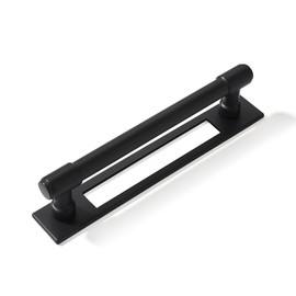 khtumeware 5 Pack 5 inch (128 mm) Center to Center Black Cabinet Pull Backplate with Base Plate Zinc Matte Black Kitchen Cabinet Handles Drawer Pulls Cabinet Hardware