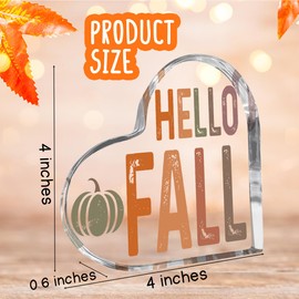 Hello Fall Pumpkin Decorations Fall Decor for Home Cute Autumn Thankful Sign Decor Autumn Thanksgiving Heart Acrylic Sign 4 x 4 inches