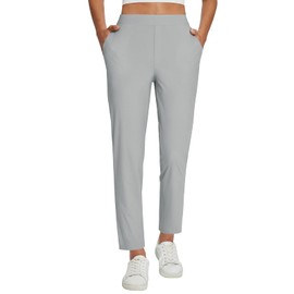 BALEAF Womens Work Pants Stretch Petite Dressy Slacks with Pockets Travel Golf Business Casual Light Grey M