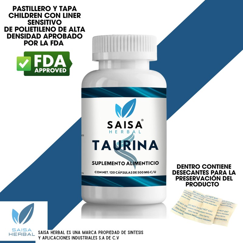 Taurina 400 Mg 120 Cápsulas Saisa Herbal calidad premium