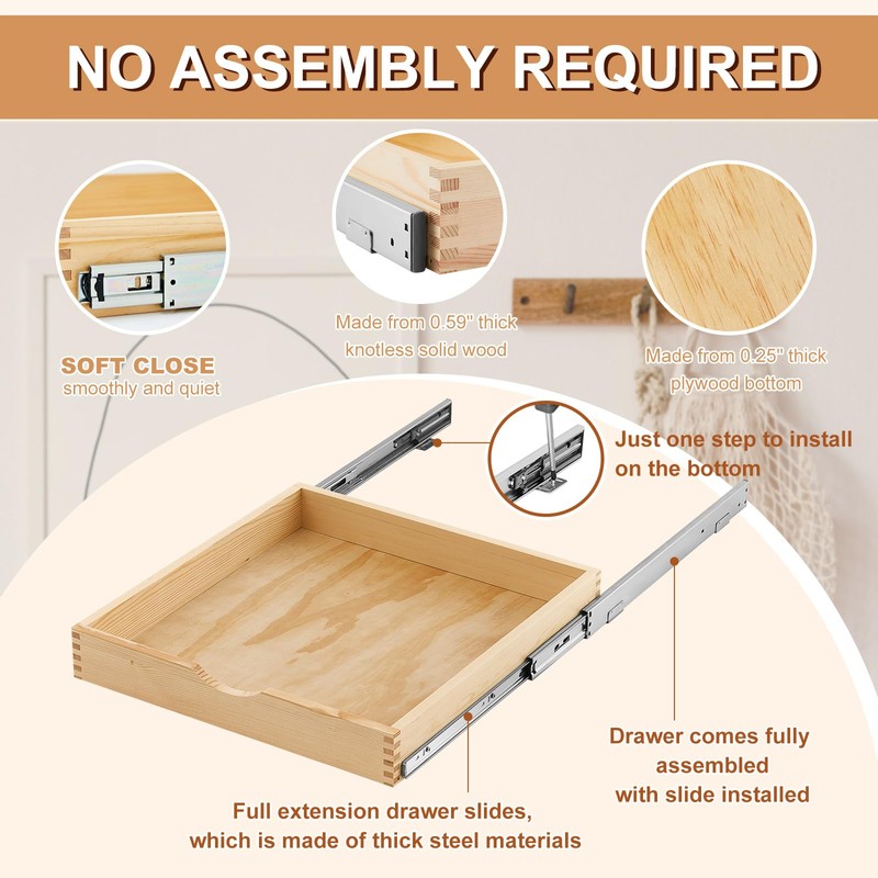 Menkxi 2 Set Pull out Tray Cabinet Organizer Wooden Pull