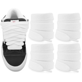 NDTEZUGT 2 Pairs Fat Athletic Shoelaces for Vans Knu Skool Classic Skate Shoes, 5/8"(1.5cm) Wide Cotton Chunky Big Thick Replacement Laces (White, 36"/90cm)