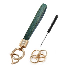 NTRUXZP Leather Key Fob, Car Key Fob, Glitter Keychain with Anti-Lost D Ring, Gift for Men or Women, black