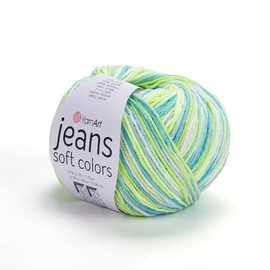 YarnArt Jeans Soft Colors - Variegated Sport Yarn 55% Cotton 45% Acrylic 1 Skein/Ball 50 gr 174 yds Cotton Yarn Knitting Yarn Soft Yarn amigurumi Cotton Yarn (6211)