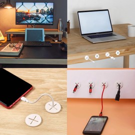 Leliafleury Cable Cord Grommet 6Pcs 25mm Wire Hole Cover Rubber Grommets Wire Cable Grommet Desk Grommets for Office Home Desk Table Wire Organizer (White)