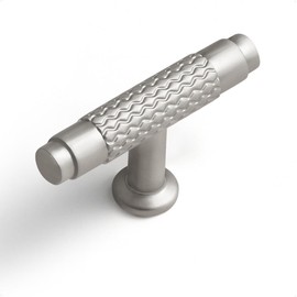 SORWDUERM 10 Pack Brushed Nickel Knurled Cabinet Knobs 2 inch(50mm) Length Single Hole Cabinet Knobs Pull Knobs for Cabinets Cupboard and Closet