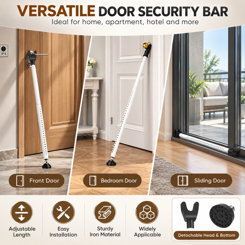 Adjustable Door Security Bar for Sliding Patio Doors – 44–55
