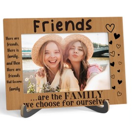 Zmyollo Best Friends Picture Frame, Friends Are The Family We Choose For Ourselves - Wooden Tabletop Photo Frame With Stand, Birthday Graduation Gifts For Best Friend Soul Sister Bestie, 07