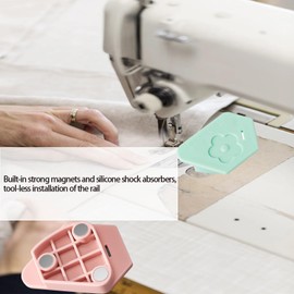 3 Pack Magnetic Seam Guide, Magnetic Seam Guide for Sewing Machine, Upgrade Polygonal Multifunctional Seam Guide Hemmer with Scale, Sewing Supplie Accessories (Pink, Green, Orange)