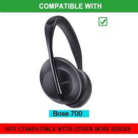 JECOBB almohadillas para orejas de repuesto para auriculares Bluetooth inalámbricos con cancelación de ruido Bose 700, NC700 solamente, con piel de proteína y almohadillas para orejas de espuma viscoelástica, Negro