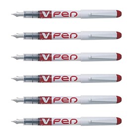 Pilot Pack of 6 Disposable Fountain Pens Erasable V-Pen Medium Nib Redaa
